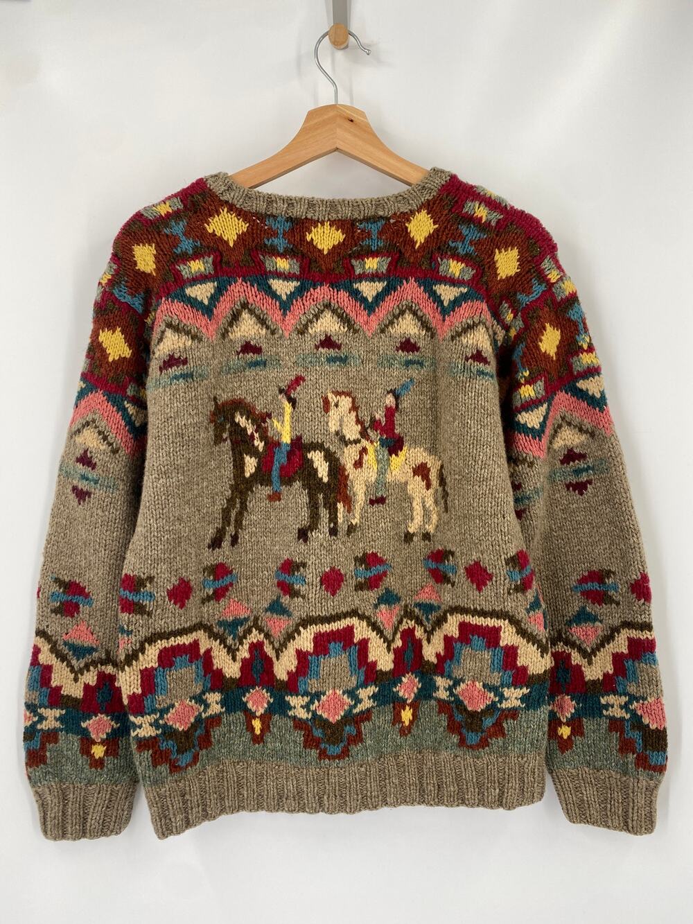 RARE Ralph Lauren Country 80s Vintage Horse Southwestern Pattern Wool Sweater